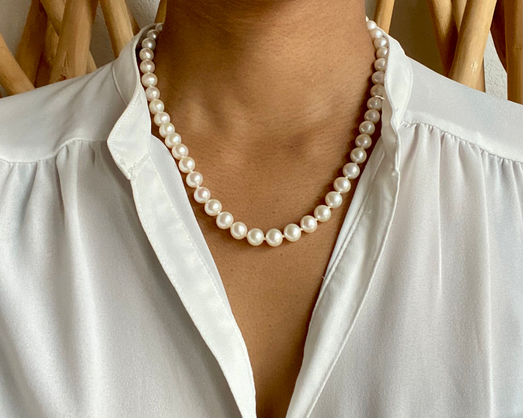 17-20mm Baroque Freshwater Pearl Necklace, Silver Finish - Christopher  William Sydney Australia - Antique, ruby, coral and tribal jewellery
