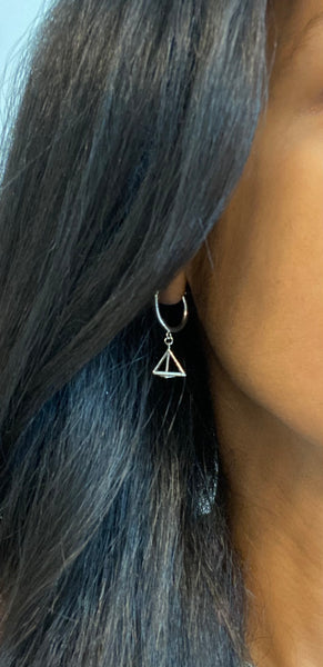 3D Pyramid Huggie Hoop Earrings