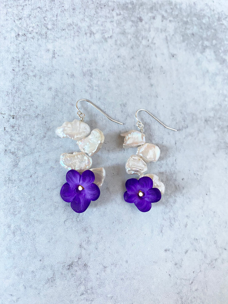 Violets & Pearls Earrings
