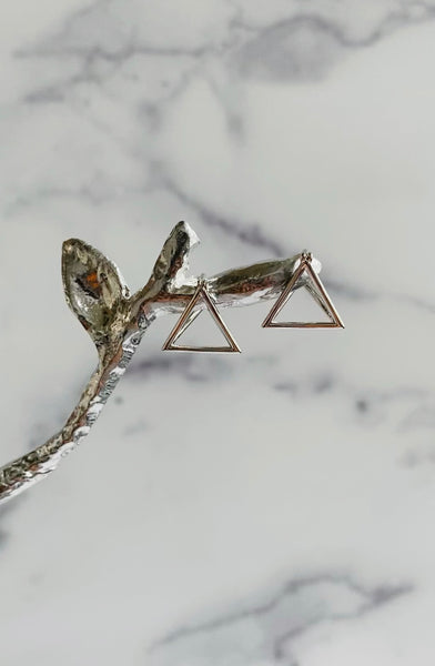 3D Pyramid Huggie Earrings