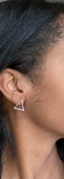 3D Pyramid Huggie Earrings