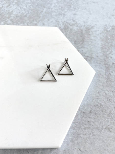 3D Pyramid Huggie Earrings